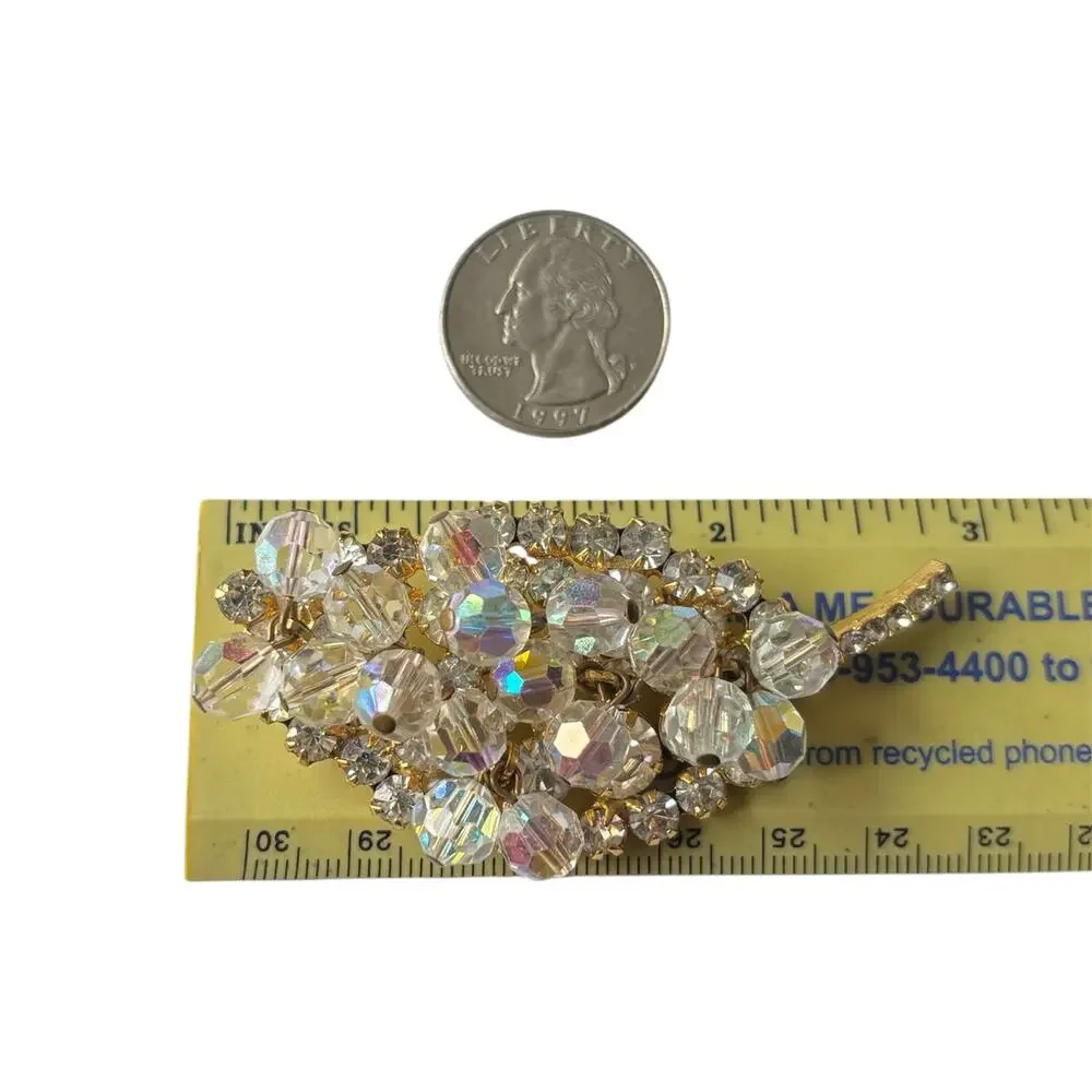 Juliana Leaf AB Crystals and Clear Rhinestone Brooch - D&E Design #1279 - 1960s